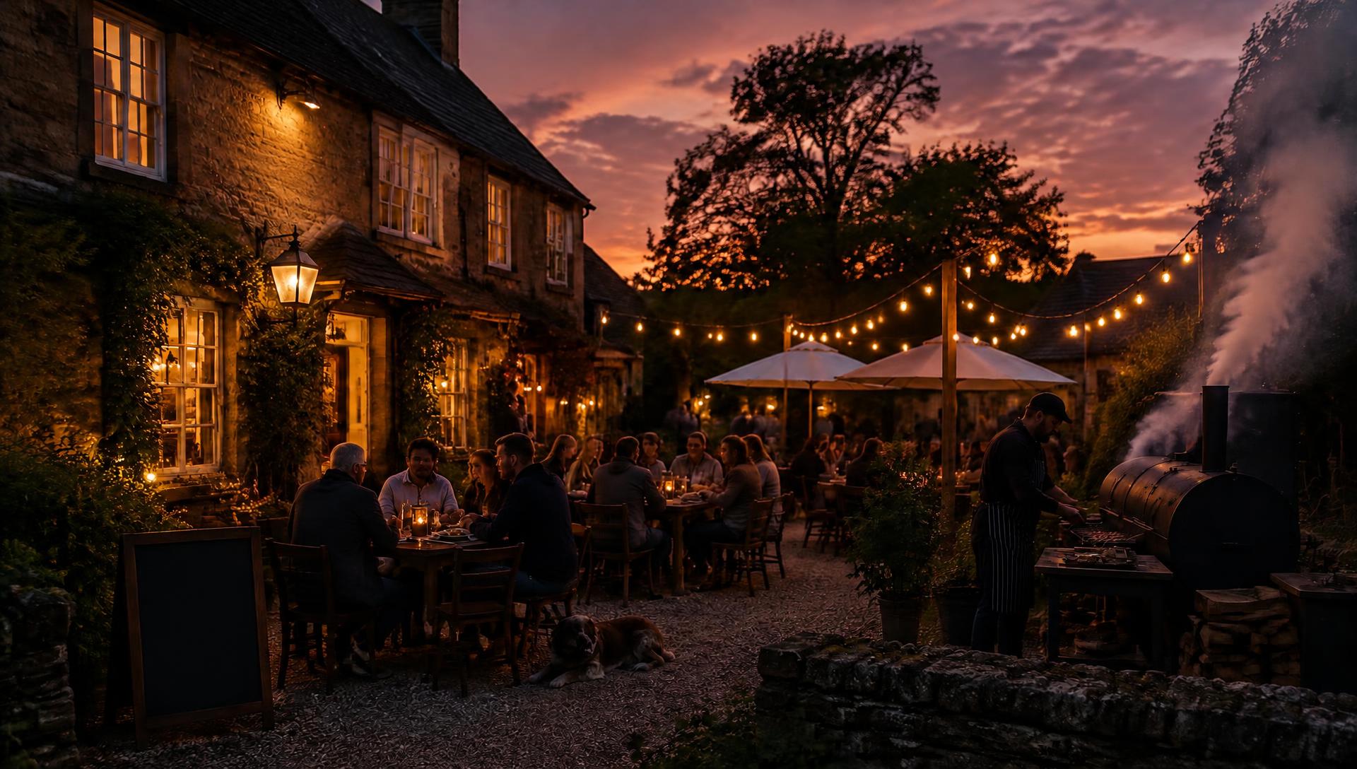 The garden at dusk